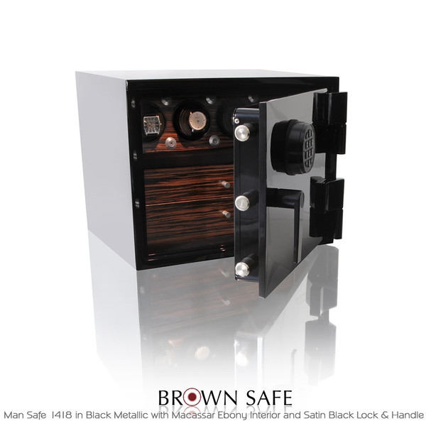 Luxusný trezor Man Safe 1418 Brushed Stainless/Carbon Fiber, Watchwinder